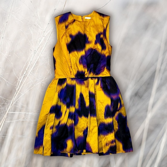 NWT Jason Wu Collection Ochre Yellow Floral Print Sateen Sleeveless Dress Size 6 - Picture 7 of 16